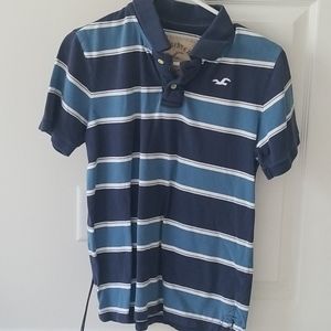Vintage Hollister blue striped polo Small